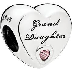 Granddaughter's Love Silver Charm w Pink CZ 796261PCZ