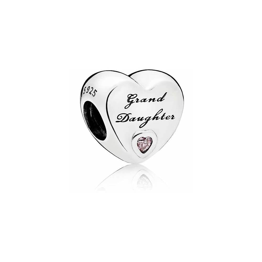 Granddaughter's Love Silver Charm w Pink CZ 796261PCZ (High Resolution)