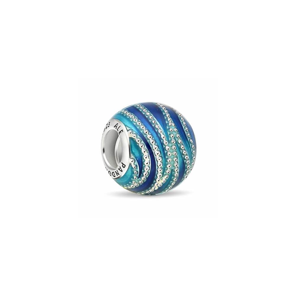 Blue Swirls Silver Charm w Blue   Aqua Enamel 797012ENMX (High Resolution)