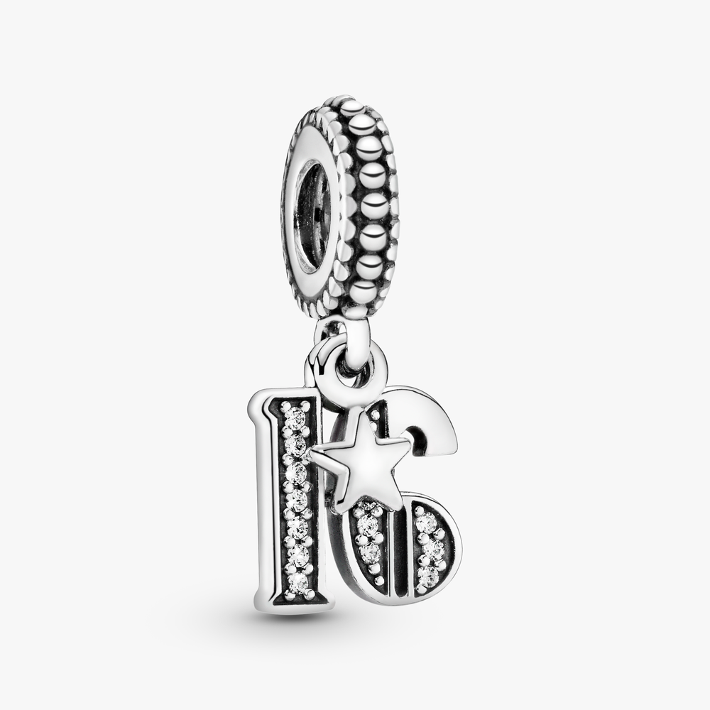 16 Years of love Silver Hanging Charm w CZ 797261CZ (High Resolution)