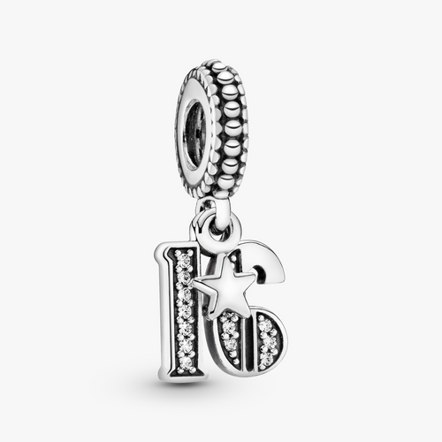 16 Years of love Silver Hanging Charm w CZ 797261CZ (High Resolution)