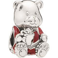 Christmas Bear Silver Charm w Red & Whit 797564ENMX