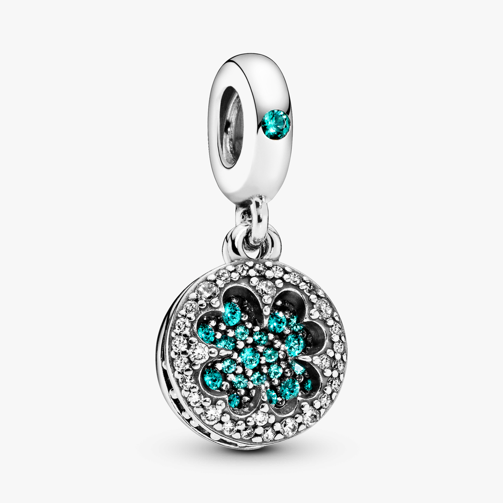 Dazzling Clover Silver Hanging Charm w Green Cryst 797906NRGMX (High Resolution)