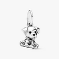 Labrador Puppy Silver Hanging Charm w Black Enamel 798009EN16 (High Resolution)