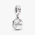 Forever Sisters Silver Hanging Charm w Pink CZ 798012FPC (High Resolution)