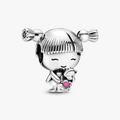 Girl With Pigtails Silver Charm w Pink E 798016EN160 (High Resolution)