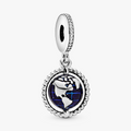 Spinning Globe Silver Hanging Charm w Bl 798021CZ (High Resolution)