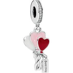 Heart Balloons Silver Hanging Charm w Cl 798076CZ