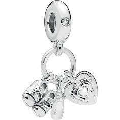 My Little Baby Silver Hanging Charm w Clear CZ   Enamel 798106CZ