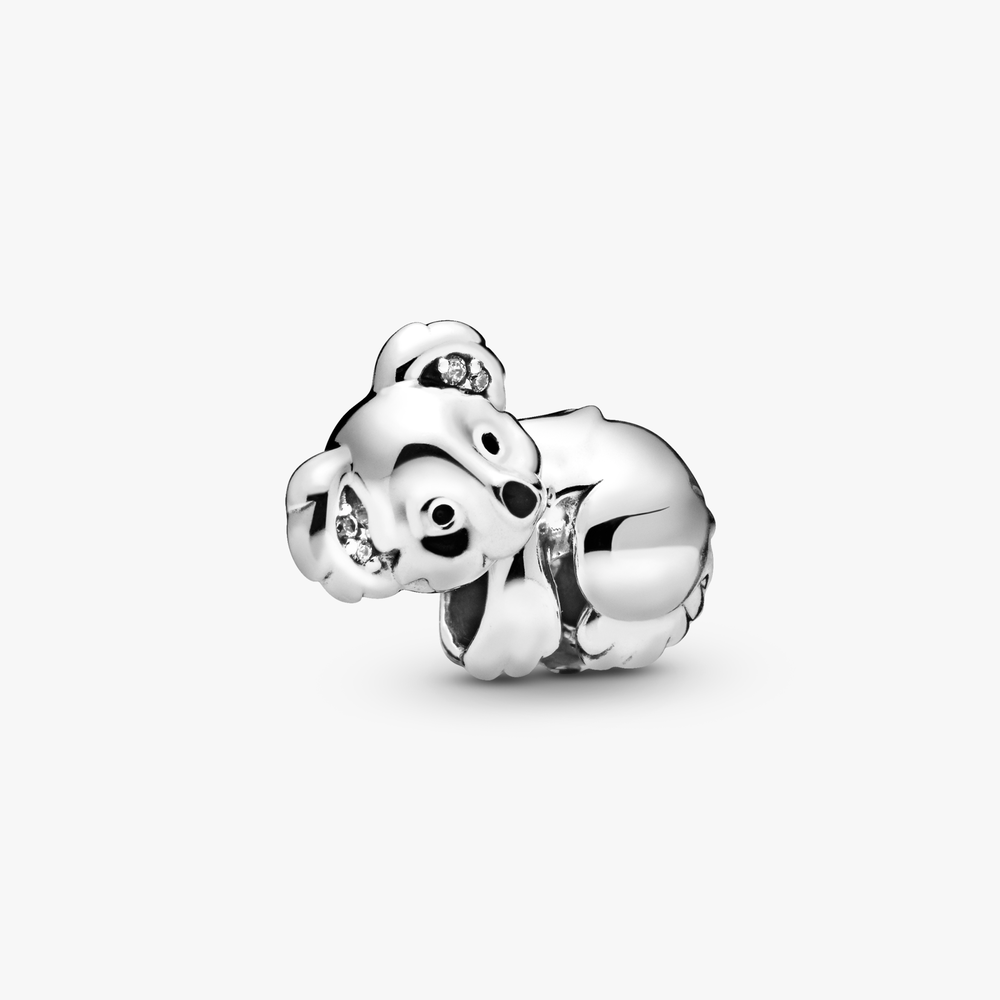 Sweet Koala Silver Charm w Black Enamel   CZ 798431C01 (High Resolution)