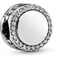 Engraving Bar Silver Heart Charm w CZ 798747C01