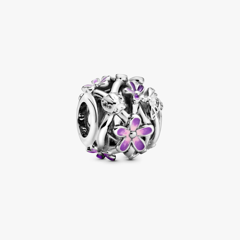 Openwork Purple Daisy Silver Charm w Purple   Pink Enamel 798772C02 (High Resolution)
