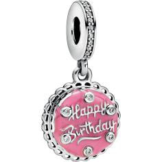 Birthday Cake Silver Hanging Charm w Pin 798888C01