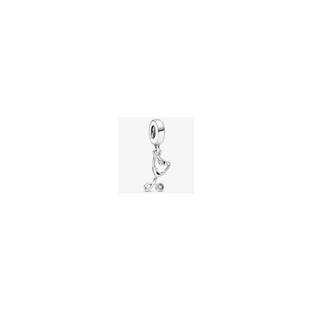 Stethoscope Heart Silver Hanging Charm 799072C01 (High Resolution)