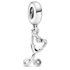 Stethoscope Heart Silver Hanging Charm 799072C01