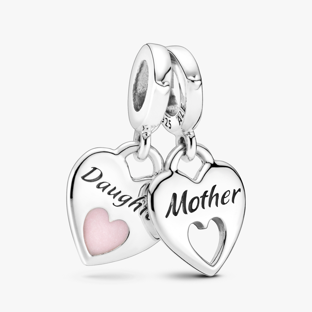 Mother & Daughter Hearts Silver Hanging 799187C01 (High Resolution)