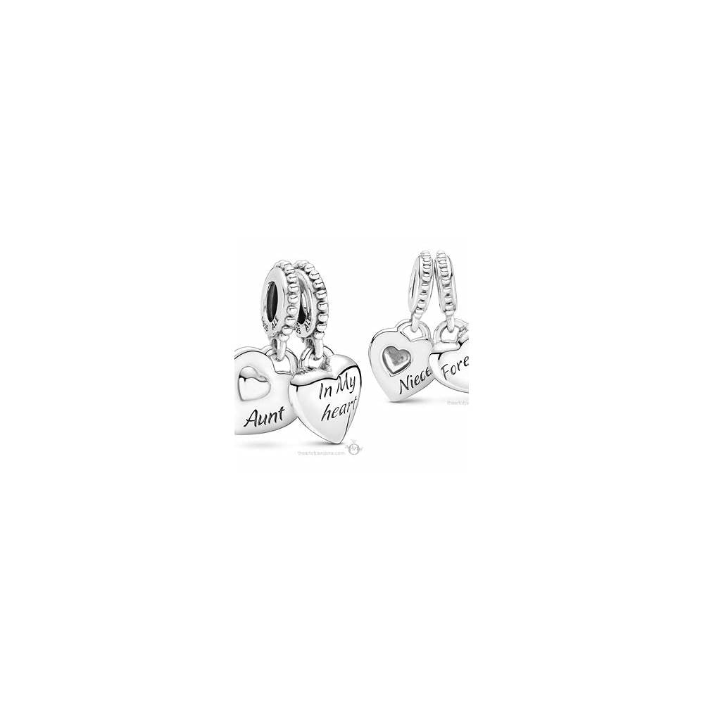 Aunt & Niece Heart Silver Hanging Charm 799188C00 (High Resolution)
