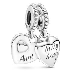 Aunt & Niece Heart Silver Hanging Charm 799188C00