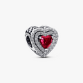 Heart sterling silver charm with cherries jubilee red crystal and clear cubic zirconia 799218C02 (High Resolution)