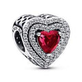Heart sterling silver charm with cherries jubilee red crystal and clear cubic zirconia 799218C02
