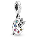 Artist's Palette Hanging Silver Charm w Red CZ   Mixed Crystal 799320C01