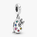 Artist's Palette Hanging Silver Charm w Red CZ   Mixed Crystal 799320C01 (High Resolution)