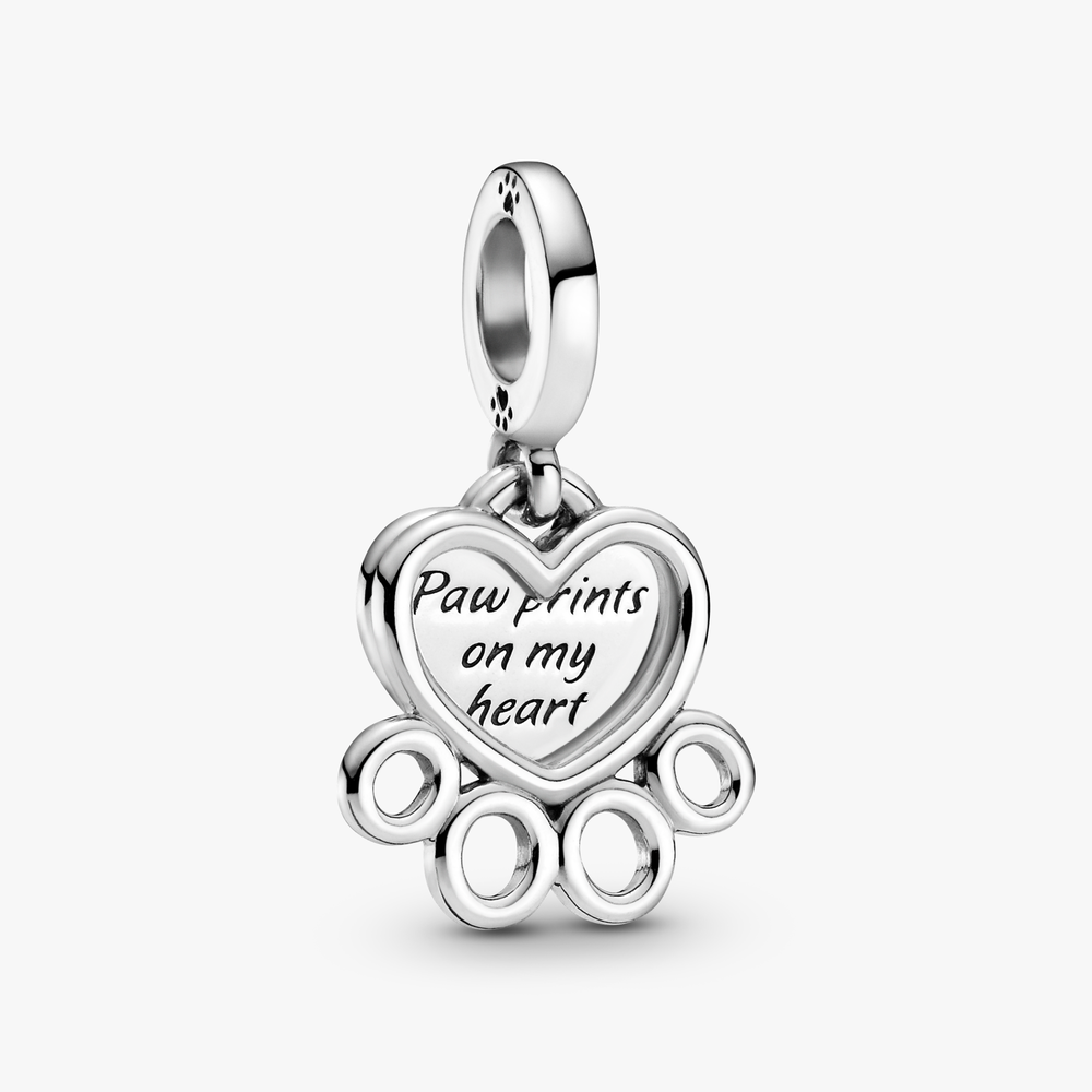 Hearts   Paw Print Hanging Silver Charm 799360C00 (High Resolution)