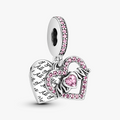 Mum Heart Sterling Silver Dangle & Pink CZ 799402C01 (High Resolution)