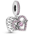 Mum Heart Sterling Silver Dangle & Pink CZ 799402C01