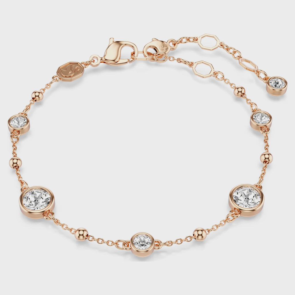 Imber bracelet Round cut, White, Rose gold-tone plated 5730677