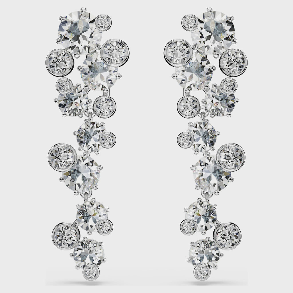Constella drop earrings Mixed cuts, White, Rhodium plated 5732252