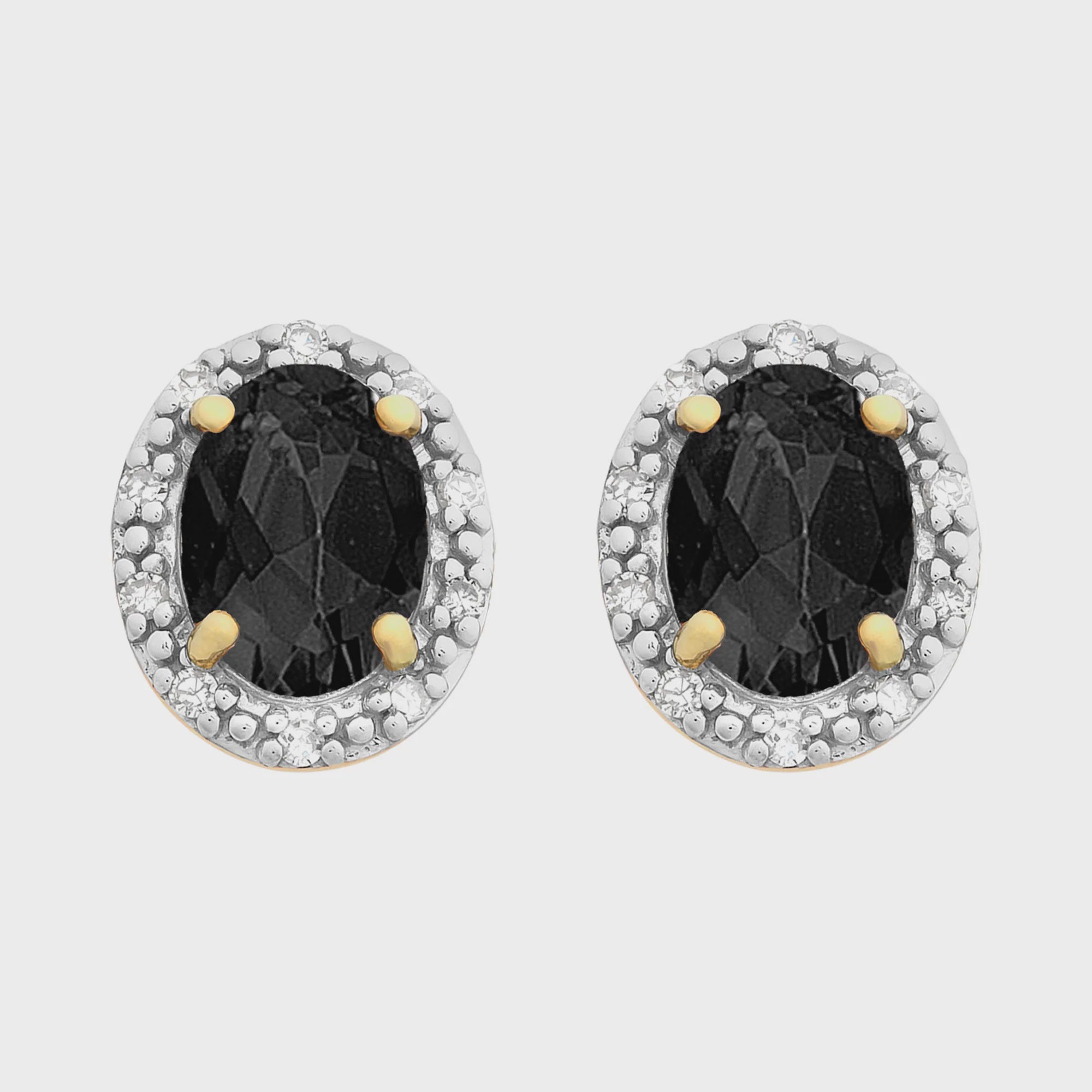 9ct Gold Natural Sapphire & Diamond Earrings M3348