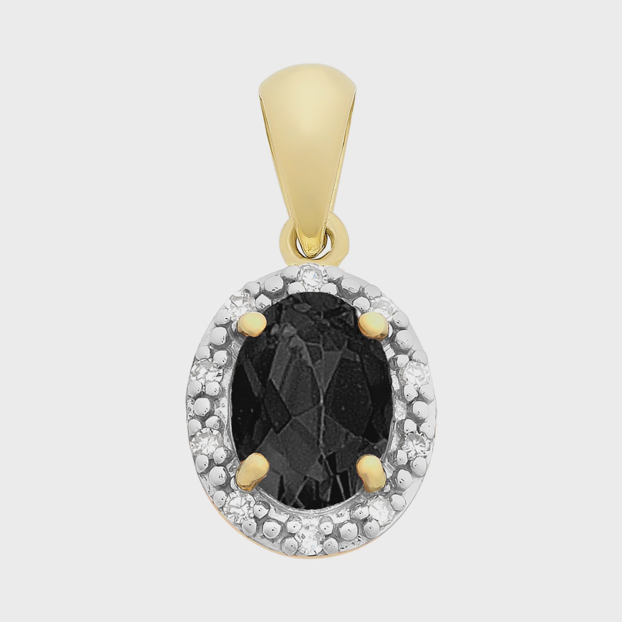9ct Gold Natural Sapphire & Diamond Pendant M3349