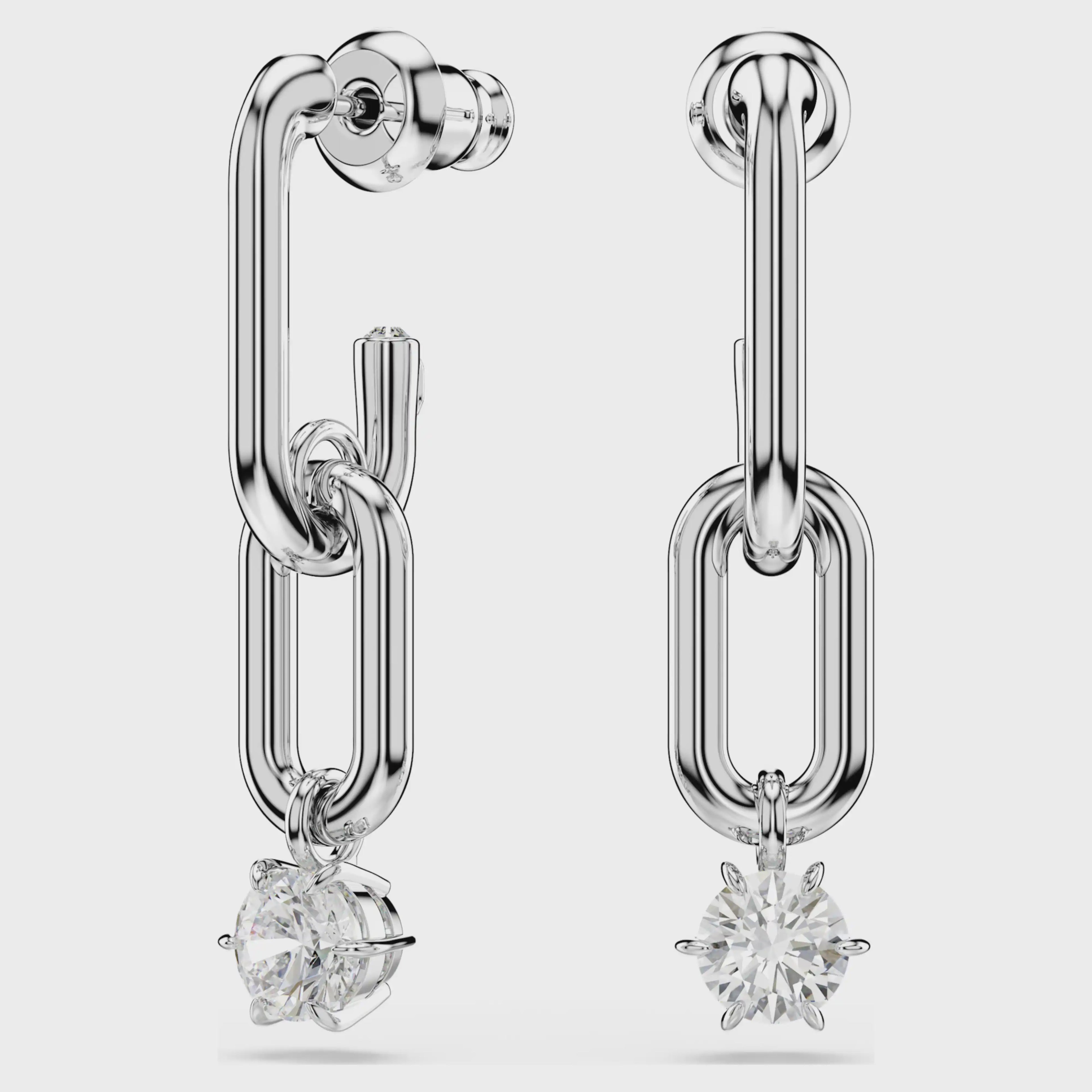 Constella drop earrings Round cut, White, Rhodium plated 5728584