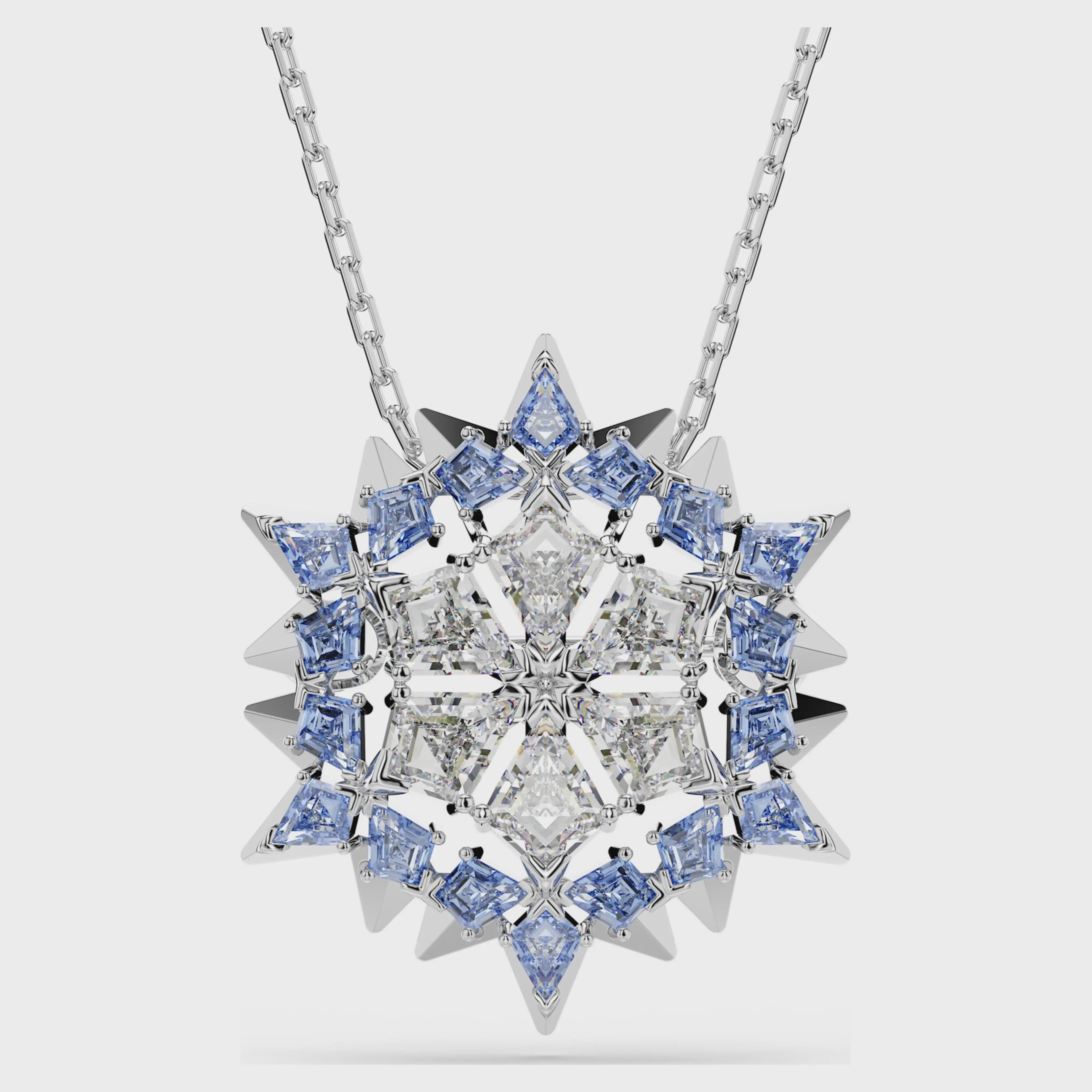 Magic pendant and brooch Snowflake, Blue, Rhodium plated 5737619