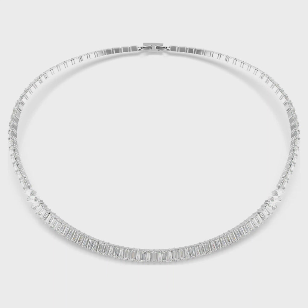 Matrix necklace Baguette cut, White, Rhodium plated 5727111