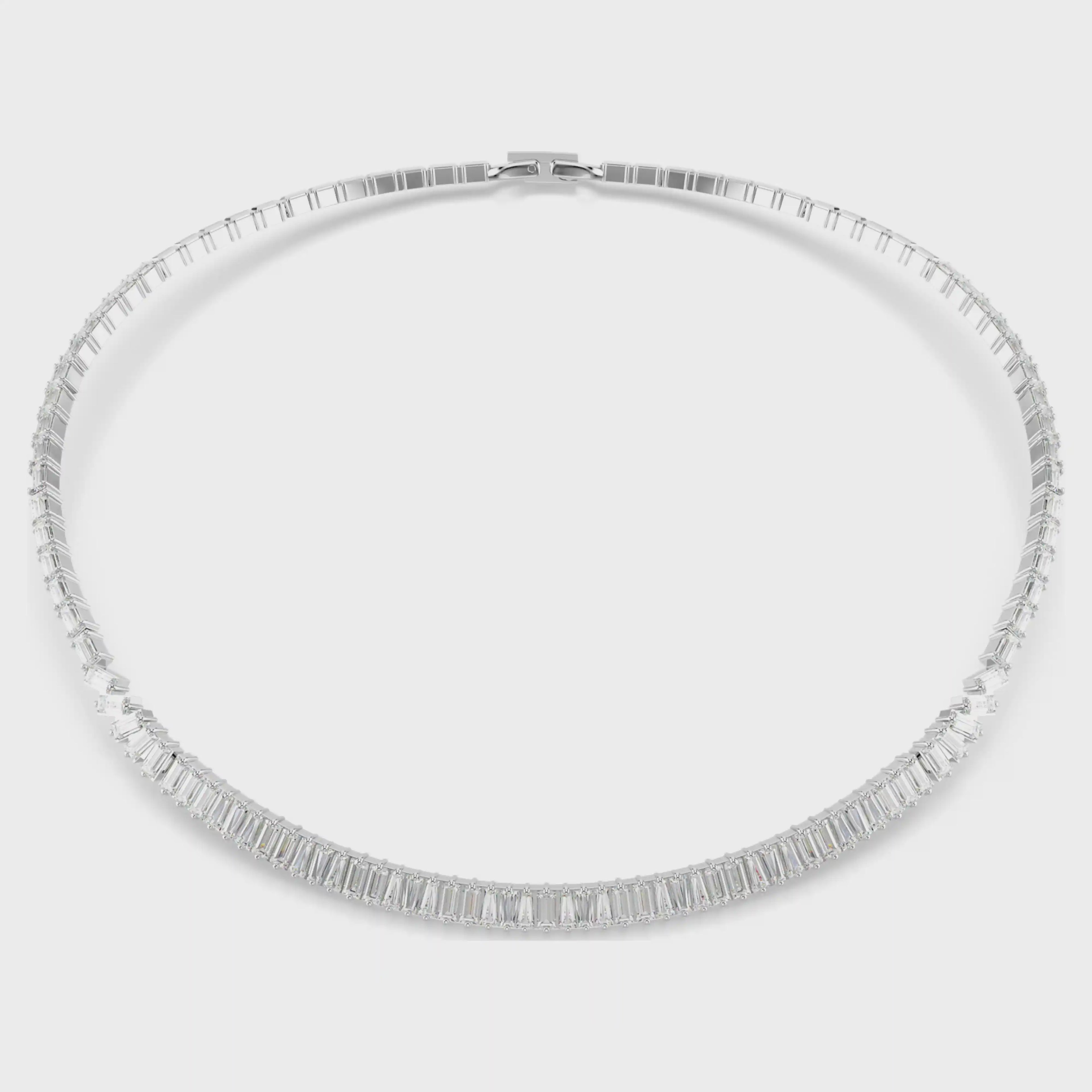 Matrix necklace Baguette cut, White, Rhodium plated 5727111