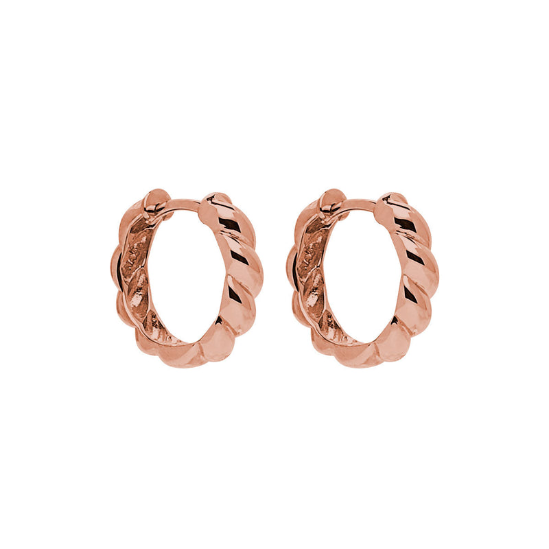 Najo Zippy Twist Rose Gold Huggie Earrings