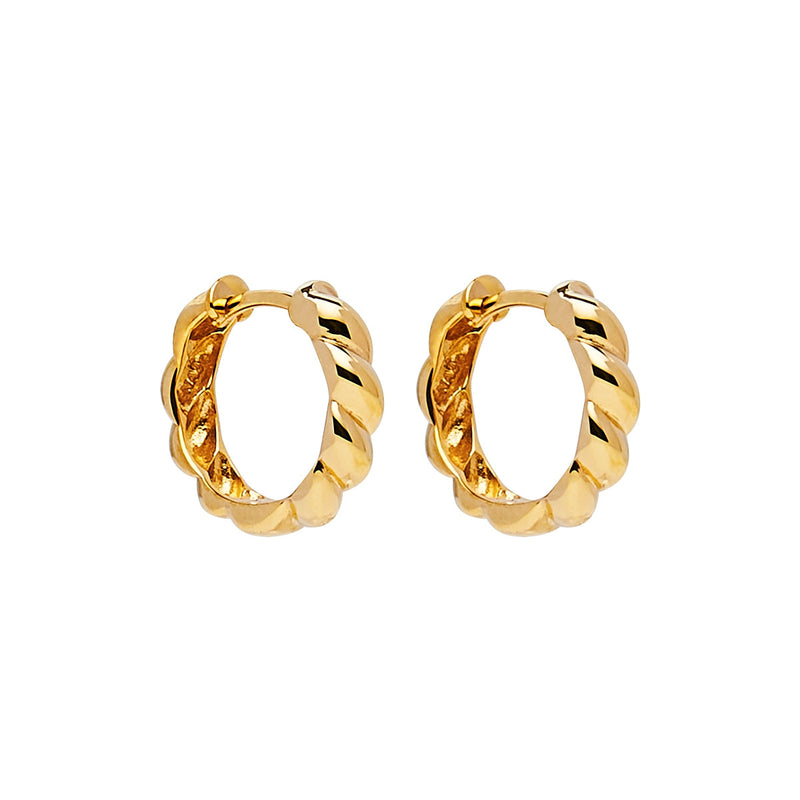 Najo Zippy Twist Yellow Gold Huggie Earrings