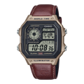 Casio - Digital Gadget Inspired, brown leather band AE1200WHL-5A