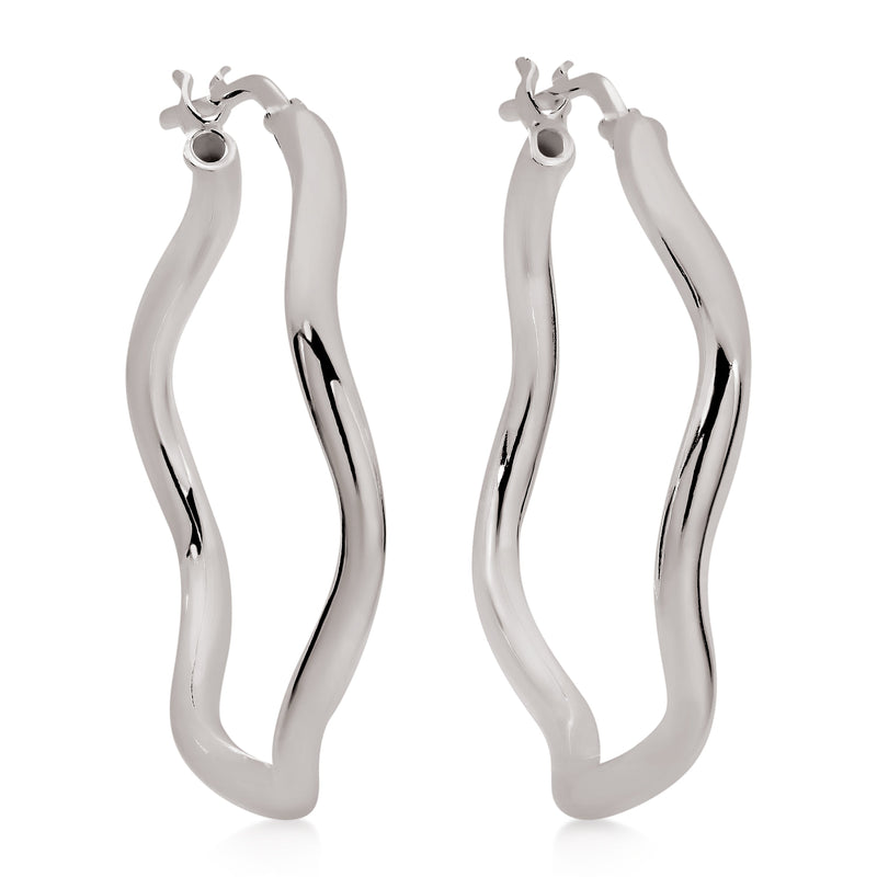 Silver wave hoops 30mm