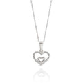 SS CZ double heart pendant with 45cm chain AG00766