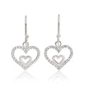 SS CZ double heart shepherd hook drops AG00767