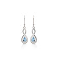 SS pear shape blue CZ infinity shepherd hook drops AG00775