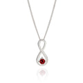 Silver ruby red CZ infinity pendant