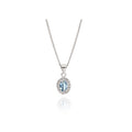 SS oval light blue CZ halo pendant with 45cm chain AG00792