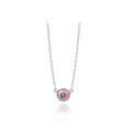 SS round pink and white CZ halo necklet 45cm AG01090