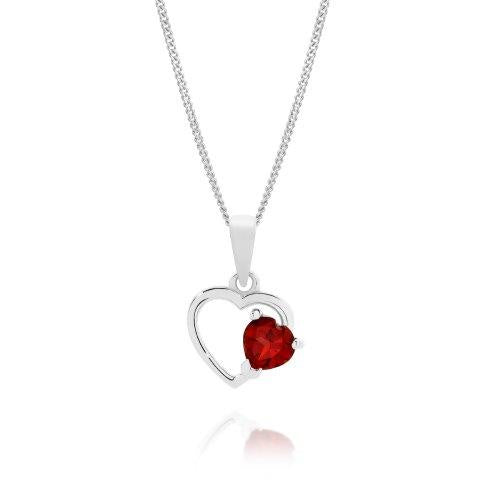 SS garnet heart pendant AG01164