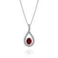 Silver garnet & diamond pendant