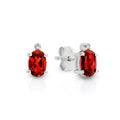 Silver created ruby & diamond earrings
